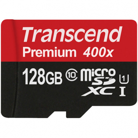 Карта памяти, TRANSCEND, PremiumX400, microSDXC 128GB, Class 10, UHS-I