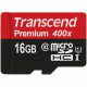 Карта памяти TRANSCEND, PremiumX400, microSDHC, 16GB Class 10, UHS-I