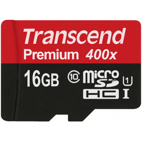 Memory card TRANSCEND, PremiumX400, microSDHC, 16GB Class 10, UHS-I