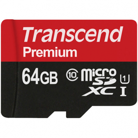 Карта памяти, TRANSCEND Premium, microSDXC 64GB, Class 10, UHS-I