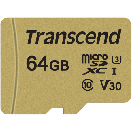 Memory card, TRANSCEND 500S, microSDHC 64GB, UHS-I U3