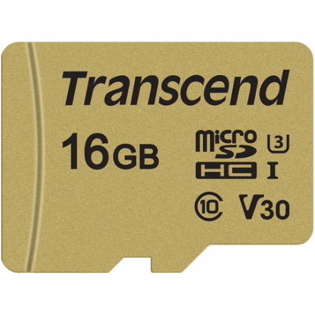 Карта памяти, TRANSCEND 500S, microSDHC 16GB, UHS-I U3