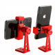 Ulanzi ST-04 Metal 360 Degree Phone Tripod Mount, in portrait and horizontal mode, red