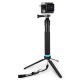 Telesin Monopod for GoPro with a tripod and phone mount, with a camera on a tripod