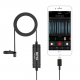 BOYA BY-DM1 Lightning lavalier mic for iOS devices, with smartphone