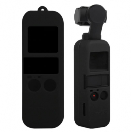 Sunnylife Silicone Protective Cover Case Sling Neck Strap Lanyard for DJI Osmo Pocket, black