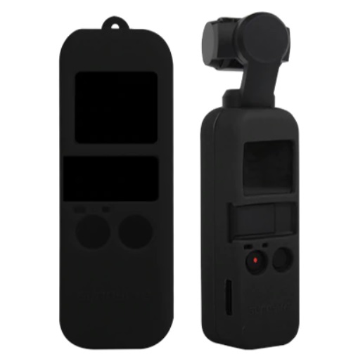 Sunnylife Silicone Protective Cover Case Sling Neck Strap Lanyard for DJI Osmo Pocket, black