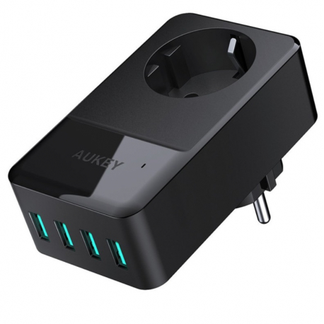 Зарядний пристрій AUKEY AiPower на 4 USB порта 40W з розеткою, головний вид