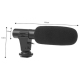 Shoot universal stereo microphone for DSLR cameras, dimensions