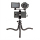 Video blogging kit with flexible mounting (front view)