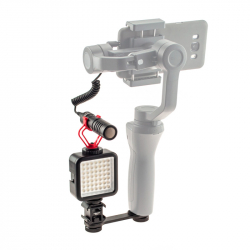Microphone and light with phone stabilizer mount