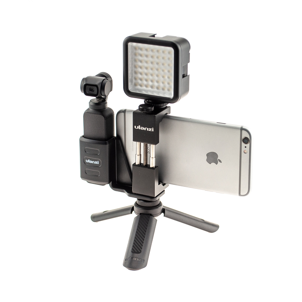 Держатель телефона с DJI Osmo Pocket и светом (главный вид)