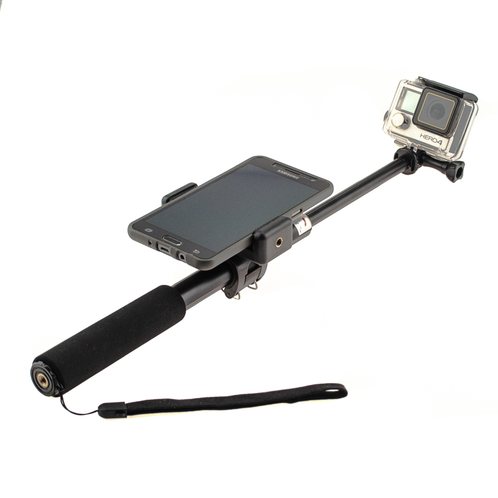 Xiaomi Yi monopod 95 cm with phone holder (front view)