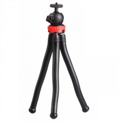 Flexible rubberized tripod for cameras and phones with removable ballhead