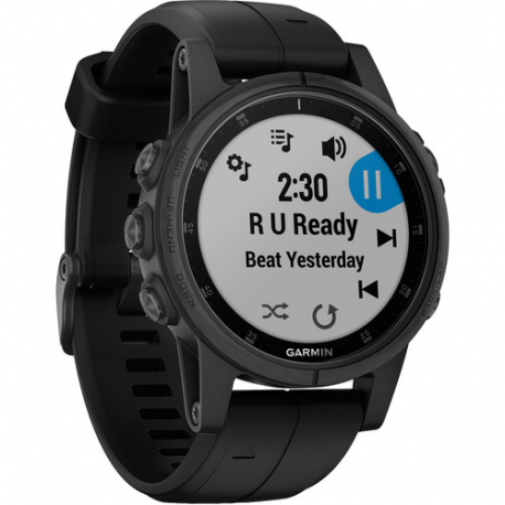 Garmin fenix 5S Plus Sapphire Edition Multi-Sport Training GPS Watch (42mm, Black with Black Band), main view