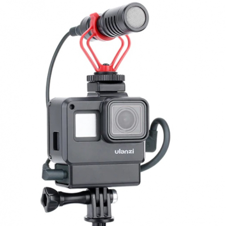 Рамка Vlogging Case V2 для GoPro HERO7, HERO6 и HERO5 Black с отсеком для адаптера микрофона, с камерой и микрофоном