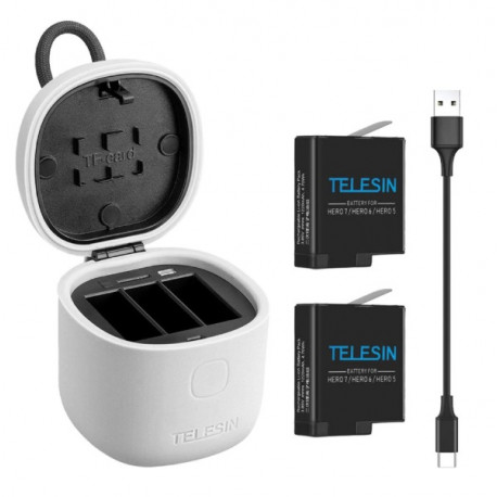 Set Telesin - 2 batteries for GoPro HERO7, HERO6 and HERO5 Black + charging box with card reader, main view