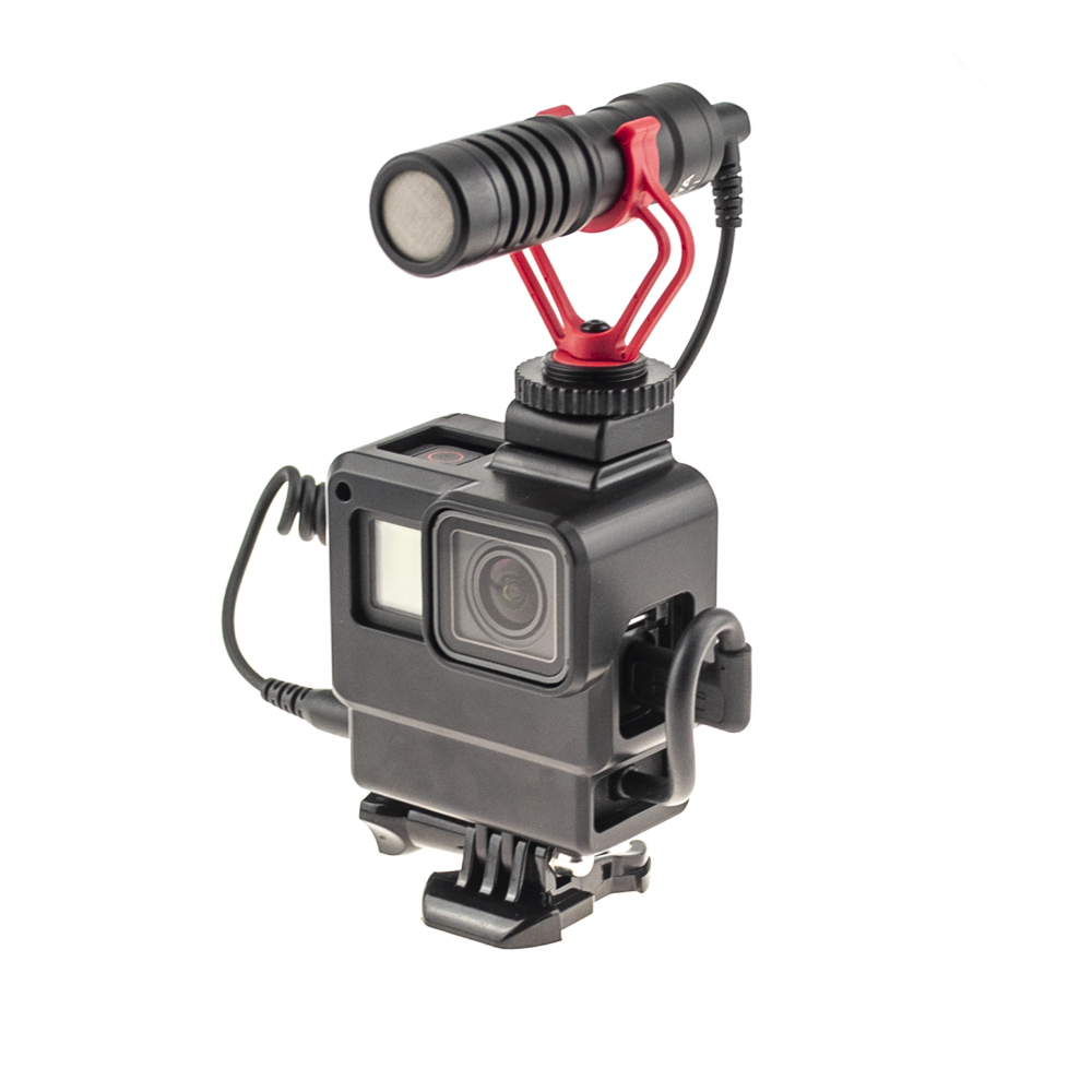 Directional microphone with adapter and frame for GoPro HERO7, HERO6, HERO5 Black (main view)