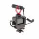 Directional microphone with adapter and frame for GoPro HERO7, HERO6, HERO5 Black (back view)