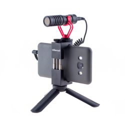 Tripod holder with microphone for phone