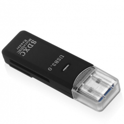USB 3.0 card reader for SD and microSD black