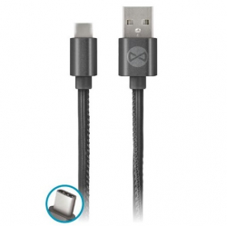 Forever USB Type-C leather black Cable