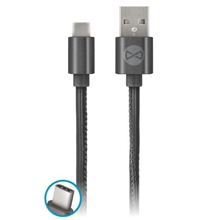 Forever USB Type-C leather black Cable, main view
