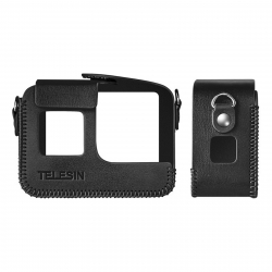 Кожаный чехол Telesin для GoPro HERO8 Black, черный с камерой