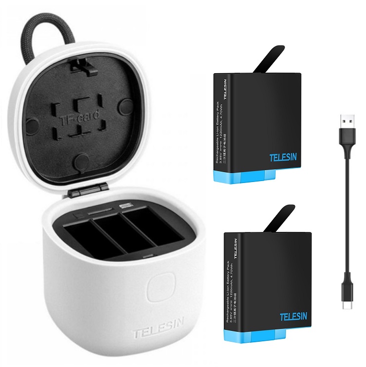 Telesin set - 2 batteries for GoPro HERO8 Black + charging box with card reader, main view