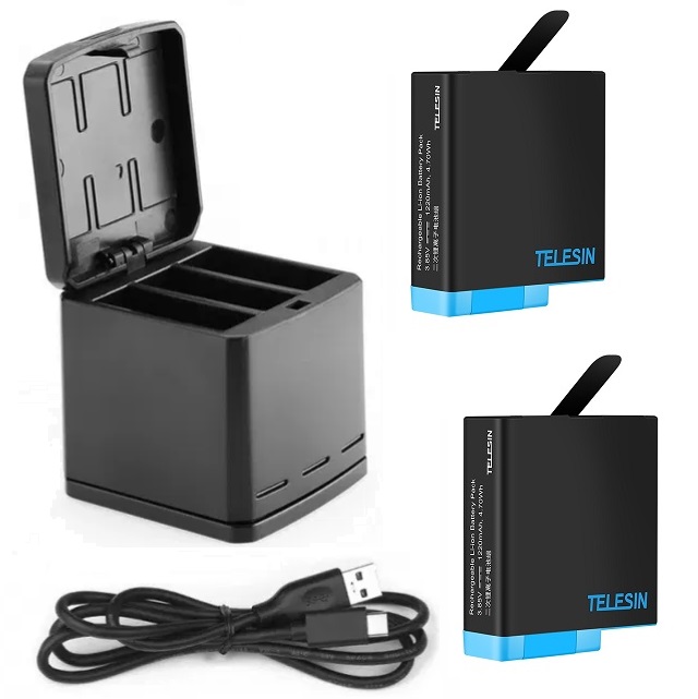 Комплект Telesin - 2 батареї для GoPro HERO8 Black + зарядний бокс