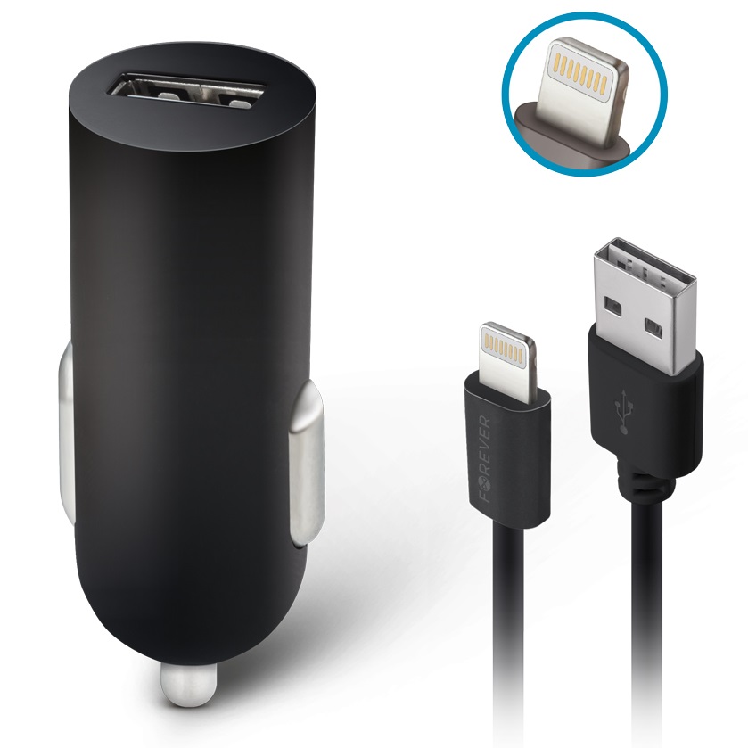 Forever USB car charger 2A M02 + cable for iPhone 8-pin, main view