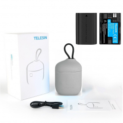 TELESIN set - 2 batteries for Canon LP-E6 + charging box with card reader