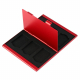Алюминиевый кейс на 6 карт памяти SD, красный в раскрытом виде