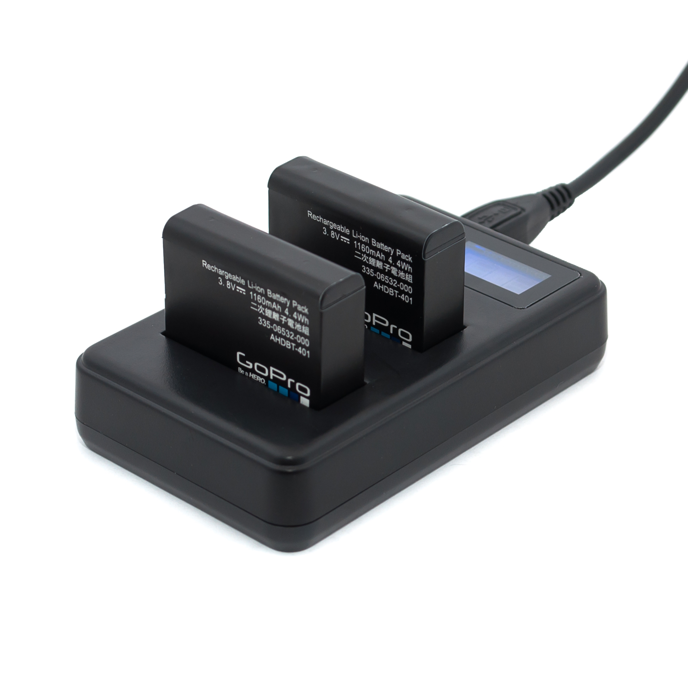 USB charger for GoPro 4 with LCD screen