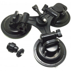 Large triple suction cup mount for action cameras