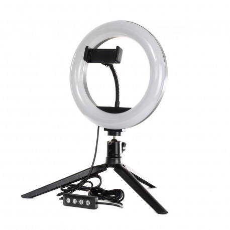 PHS 20cm Selfie LED Ring Light on a table tripod, main view