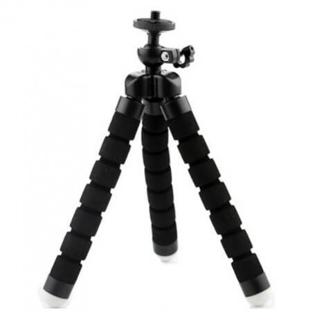 Tripod for GoPro and cellphone (size S), black unfolded