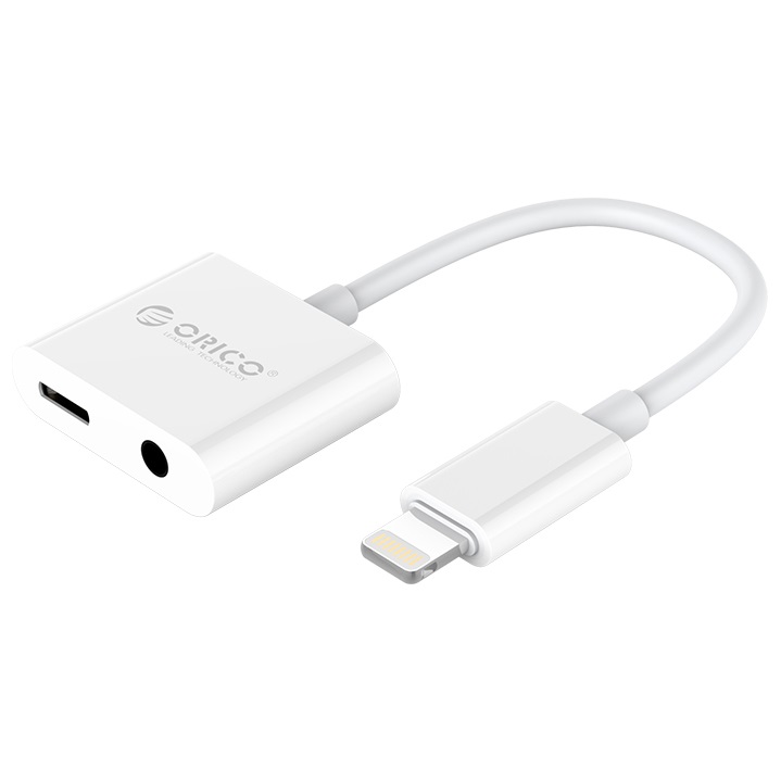 Зарядний та аудіо роздвоювач Lightning для iPhone ORICO 2LT-WH-BP