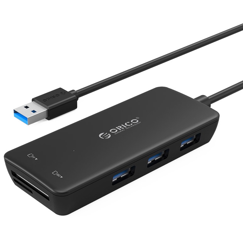 USB-хаб з 3-ма USB 3.0 та SD/microSD кардрідером ORICO H3TS-U3-V1-BK-BP