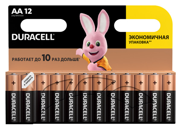 Batteries DURACELL AA LR06 MN1500 12 pcs, appearance