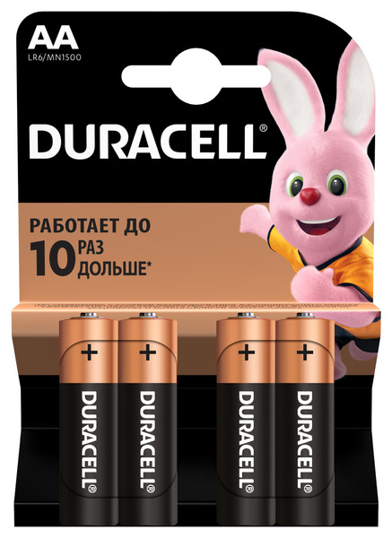 Батарейки DURACELL AA LR06 MN1500 4 шт, внешний вид