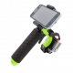 Держатель для GoPro и смартфона с кнопкой спуска - зеленый с телефоном и камерой