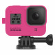 Силиконовый чехол з ремешком GoPro Sleeve + Lanyard для HERO8 Black, розовый с камерой_2