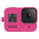 Силиконовый чехол з ремешком GoPro Sleeve + Lanyard для HERO8 Black, розовый с камерой фронтальный вид