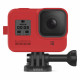 Силиконовый чехол з ремешком GoPro Sleeve + Lanyard для HERO8 Black, красный с камерой_2