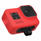 Силиконовый чехол з ремешком GoPro Sleeve + Lanyard для HERO8 Black, красный с камерой_3