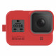 Силиконовый чехол з ремешком GoPro Sleeve + Lanyard для HERO8 Black, красный с камерой фронтальный вид