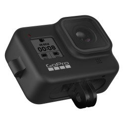 Силиконовый чехол з ремешком GoPro Sleeve + Lanyard для HERO8 Black, голубой с камерой_3