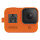 Силиконовый чехол з ремешком GoPro Sleeve + Lanyard для HERO8 Black, оранжевый с камерой фронтальный вид