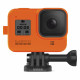 Силиконовый чехол з ремешком GoPro Sleeve + Lanyard для HERO8 Black, оранжевый с камерой_2